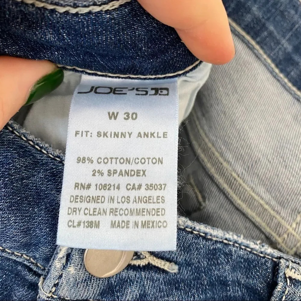 NWT Joe’s Jeans Daisy Patchwork Mid Rise Skinny Ankle Jean 30 - Picture 11 of 15